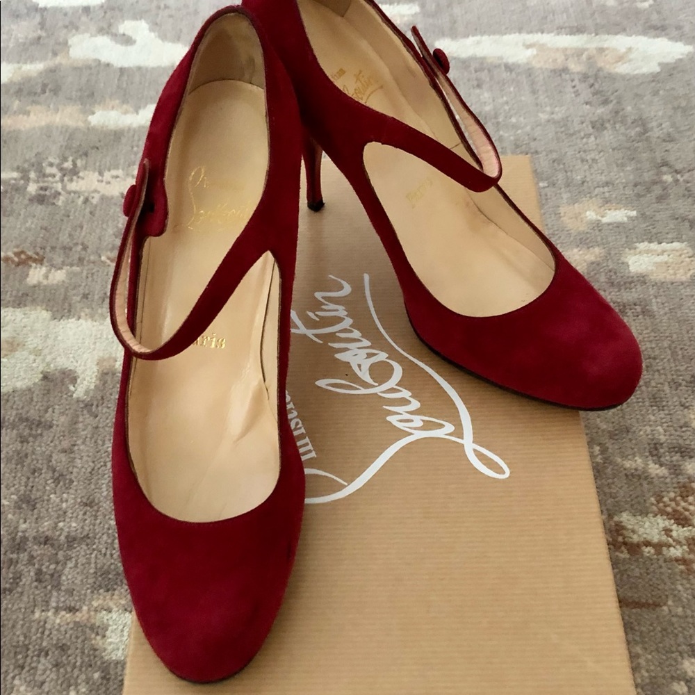 Christian Louboutin Suede Heels / Cranberry